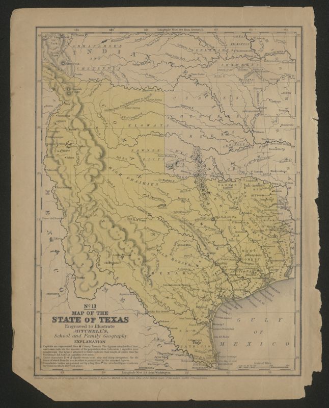 Map of the state of Texas: engraved to illustrate Mitchell's school and family geography