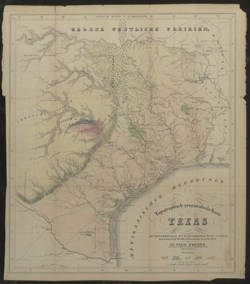 Topographisch-geognostische Karte von Texas : mit Zugrundelegung der geographischen Karte v. Wilson nach eigenen Beobachtungen bearbeitet